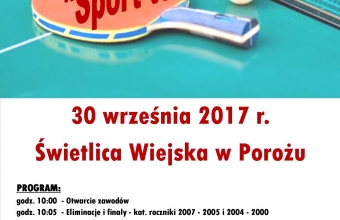 plakat - turniej tenisa stolowego w Porozu